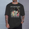 Life Is Better With Cats And Books Cute Cat Lover T-Shirt Gifts for Him