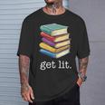 Get Lit Reading Book T-Shirt Gifts for Him