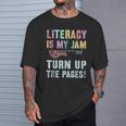 LITERACY IS MY JAM Turn Up Read Book Sound Volume T-Shirt Gifts for Him