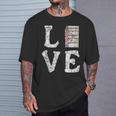 Love Books Book Stack Nerd Literary Readers Distressed T-Shirt Gifts for Him
