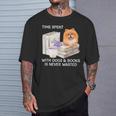 Love Reading Books And Pomeranian Dog Watercolor Art T-Shirt Gifts for Him