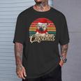 Merry Christmas Retro Vintage Pugmas Pug Reading Books T-Shirt Gifts for Him