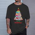 Merry Christmas Tree Book Reading Librarian T-Shirt Gifts for Him