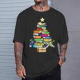 Merry Christmas Tree Reading Books Nerd T-Shirt Gifts for Him