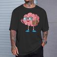 Nerd Brain With Book And Glasses T-Shirt Gifts for Him