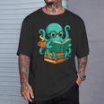 Octopus Reading Book Reading Bookworm Reader T-Shirt Gifts for Him