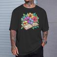 Open Book With Colorful Hibiscus Flowers Bloom T-Shirt Gifts for Him Open Book With Colorful Hibiscus Flowers Bloom T-Shirt Gifts for Him
