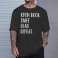 Open Book Sniff Read Repeat T-Shirt T-Shirt Gifts for Him