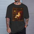 Orange Cat Book Lovers Cozy Bookish Librarian T-Shirt Gifts for Him