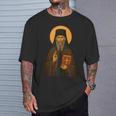 Orthodox Icon Of Seraphim Rose Holding The Holy Book T-Shirt Gifts for Him