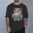 Owl Reading A Book Owls Wearing Glasses Librarian T-Shirt Gifts for Him Owl Reading A Book Owls Wearing Glasses Librarian T-Shirt Gifts for Him