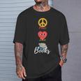 Peace Love Books Book Lovers Bookworm T-Shirt Gifts for Him Peace Love Books Book Lovers Bookworm T-Shirt Gifts for Him