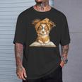 Puppy Open Book Reading Dog Lover Graphic Portrait Round T-Shirt Gifts for Him Puppy Open Book Reading Dog Lover Graphic Portrait Round T-Shirt Gifts for Him
