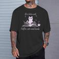 Quote With Coffee Cats And Book Reading T-Shirt Gifts for Him