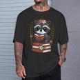 Racoon Reading Book Graphic Racoon With Book Floral T-Shirt Gifts for Him Racoon Reading Book Graphic Racoon With Book Floral T-Shirt Gifts for Him