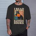 I Read Banned Books Cat Reader Bookworm T-Shirt Gifts for Him
