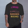 I Read Banned Books Pink-Yellow Literature Activist T-Shirt Gifts for Him