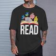 Read Book Cute School Teacher Librarian Elephant Pigeon T-Shirt Gifts for Him