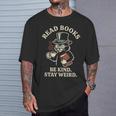 Read Books Be Kind Stay Weird Cat Coffee Lover Reading T-Shirt Gifts for Him