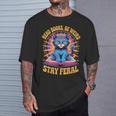 Read Books Be Weird Stay Feral Cat Groovy T-Shirt Gifts for Him Read Books Be Weird Stay Feral Cat Groovy T-Shirt Gifts for Him