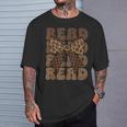 Read Coquette Bow Retro Western Groovy Leopard Reading T-Shirt Gifts for Him