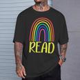READ Rainbow Read Librarian Teacher Book Readers Reading T-Shirt Gifts for Him