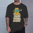 Reading Cat Book & Tea Lover T-Shirt Gifts for Him