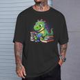 Reading Dinosaur Book Lover Cute Dino Reading T-Shirt Gifts for Him