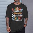 Reading Is My Favorite Sport Book Lover Quote Groovy T-Shirt Gifts for Him