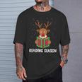 Reading Season Christmas Reindeer Bookworm Book Reader T-Shirt Gifts for Him Reading Season Christmas Reindeer Bookworm Book Reader T-Shirt Gifts for Him