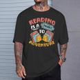 Reading Is A Ticket To Adventure Book Library Themed T-Shirt Gifts for Him