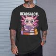 Readsalotl Axolotl Reading Book Bookworm T-Shirt Gifts for Him