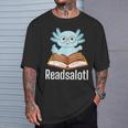 Readsalotl Axolotl Reading Cute Book Lover Bookworm T-Shirt Gifts for Him