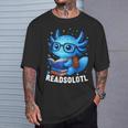Readsolotl Blue Kawaii Axolotl Book Lover Reading T-Shirt Gifts for Him Readsolotl Blue Kawaii Axolotl Book Lover Reading T-Shirt Gifts for Him