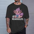 Readsolotl Cute Pink Kawaii Axolotl Reading Book Lover T-Shirt Gifts for Him Readsolotl Cute Pink Kawaii Axolotl Reading Book Lover T-Shirt Gifts for Him
