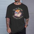 Retro Book Lover Coffee Drinking Reading Librarian Readers T-Shirt Gifts for Him