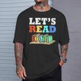 Retro Reading Teacher Book Lover Let's Read T-Shirt Gifts for Him