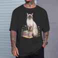 Siamese Cat Meezer Bookworm Flowers Book Reading Books T-Shirt Gifts for Him Siamese Cat Meezer Bookworm Flowers Book Reading Books T-Shirt Gifts for Him