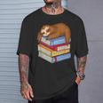 Sloth Napping On Book Stack T-Shirt Gifts for Him