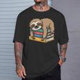 Sloth Sleeping On Books T-Shirt Gifts for Him