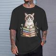 Snowshoe Cat Bookworm Flowers Book Reading Books T-Shirt Gifts for Him Snowshoe Cat Bookworm Flowers Book Reading Books T-Shirt Gifts for Him