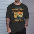 Spicy Books And Iced Coffee Book Lover Smut Reader T-Shirt Gifts for Him