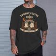 Spooky Coffee & Books Ghost Autumn Reading T-Shirt Gifts for Him