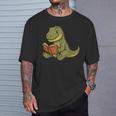 T-Rex Dinosaur Reading Book Nerd T-Shirt Gifts for Him