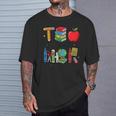 Teacher School Supplies Apple Books Pencil Globe Crayon T-Shirt Gifts for Him