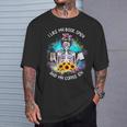 Tie-Dye Messy Bun Skull I Like My Books Spicy & My Coffee T-Shirt Gifts for Him