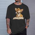 Tiny Puppy Open Book Reading Dog Lover Graphic Round Glasses T-Shirt Gifts for Him