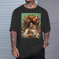 History Month Black Afro Girl Women Book Lovers Floral T-Shirt Gifts for Him