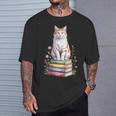 Turkish Van Bookworm Flowers Book Reading Books T-Shirt Gifts for Him