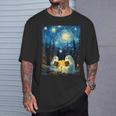 Van Gogh Starry Night Ghost Book Reading Camping Halloween T-Shirt Gifts for Him